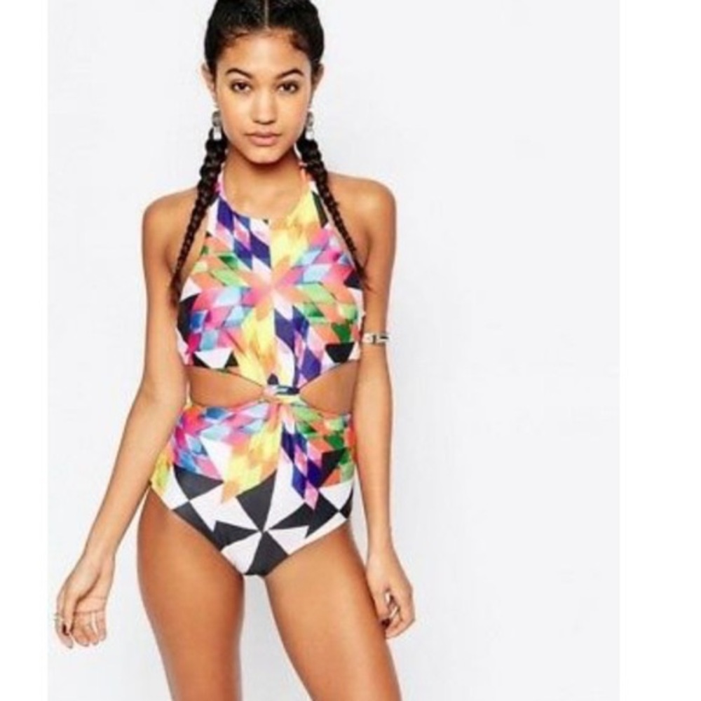 Mara Hoffman Fractals Knot Front One Piece Bathing Suit. Size M.
